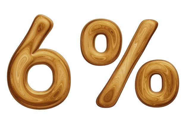 Wooden 6 percent for sale discount promotion and business concept