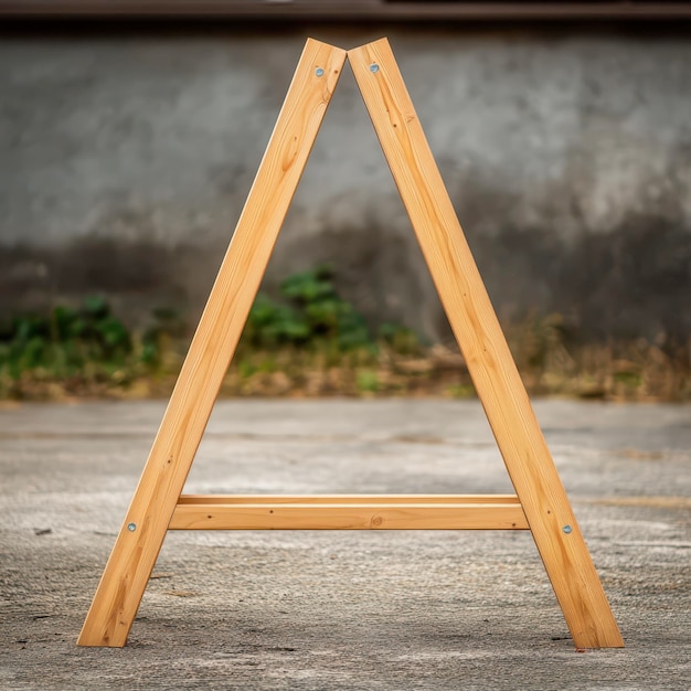 Photo wooden aframe stand on concrete in a peaceful outdoor setting