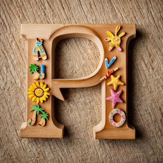 Wooden alphabet with fantasy happy Summer Day concept