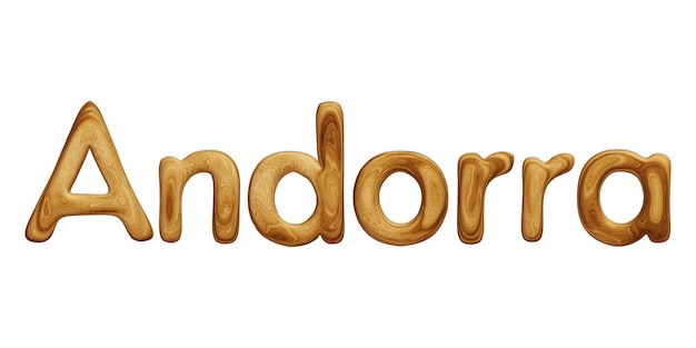 Wooden Andorra text for country concept