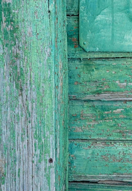 Wooden antique background blue color Wooden texture background Facade of a wooden house