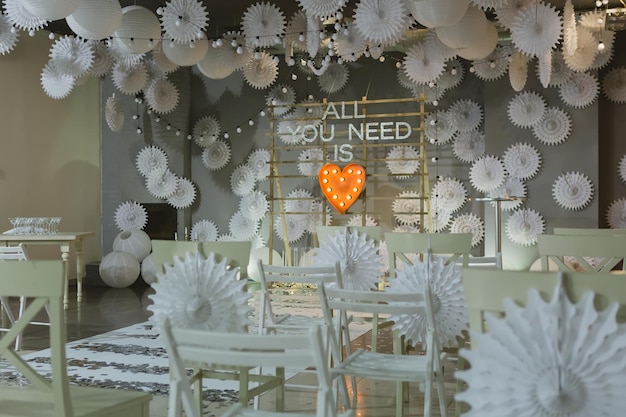 Wooden arch at wedding ceremony