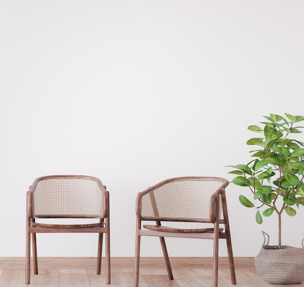 Wooden armchair in minimal wooden living room design