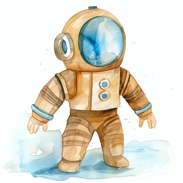 wooden astronaut toy for kids illustration