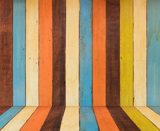 Wooden backdrop with colorful retro painted