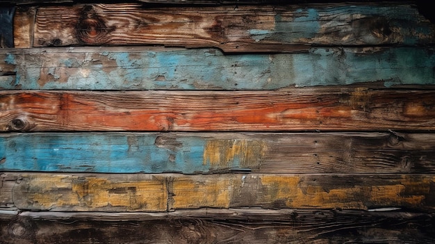 Wooden background Old wooden wall of a rustic house with texture Generative Ai