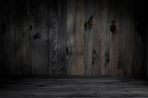 Wooden background for product presentation Empty wooden table wall with boards Selective focus