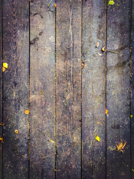 Wooden background with autumn leaves