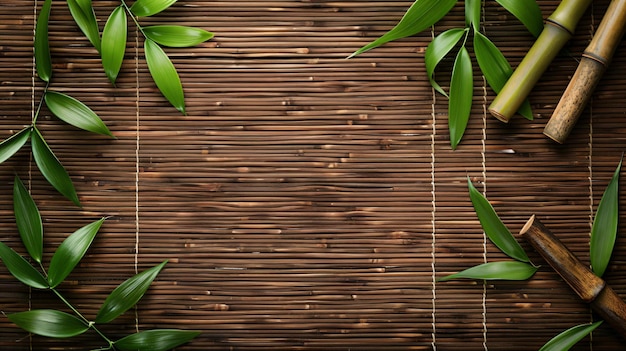 Photo a wooden background with a plant and a place for text