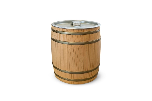 The wooden barrel isolated on white background