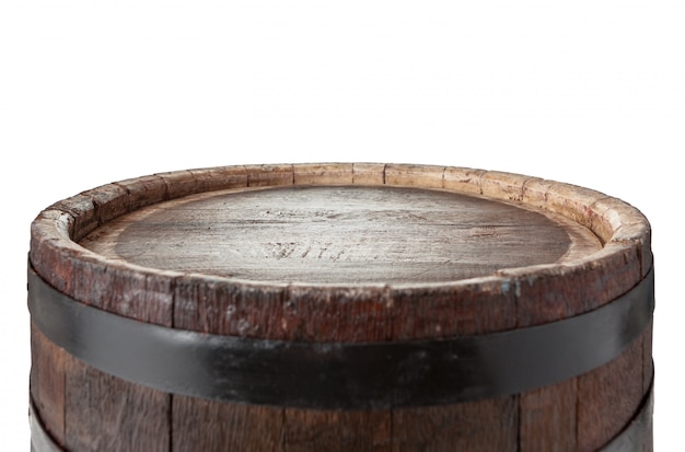 Wooden barrel with iron rings. 