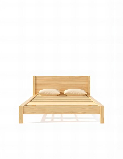 Photo a wooden bed with a white background and a white background