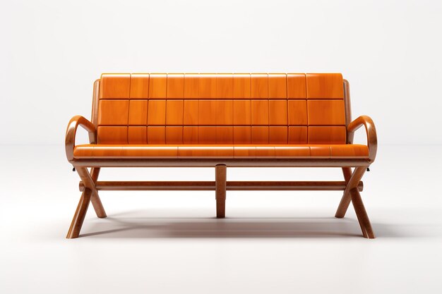 A Wooden Bench With a Leather Seat Awaits Guests in a Modern Home on a Clear PNG or White Background