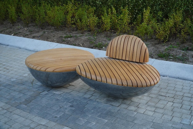 Wooden benches in city Art benches Designer city benches Urban benches