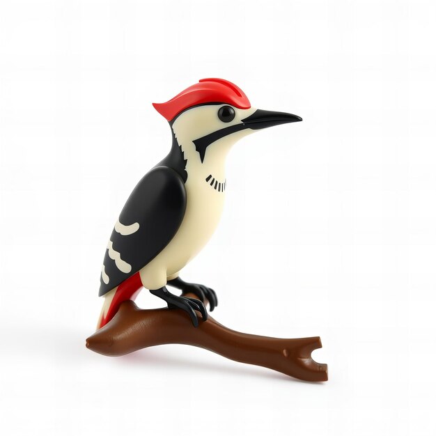 Photo a wooden bird figurine is standing on a log