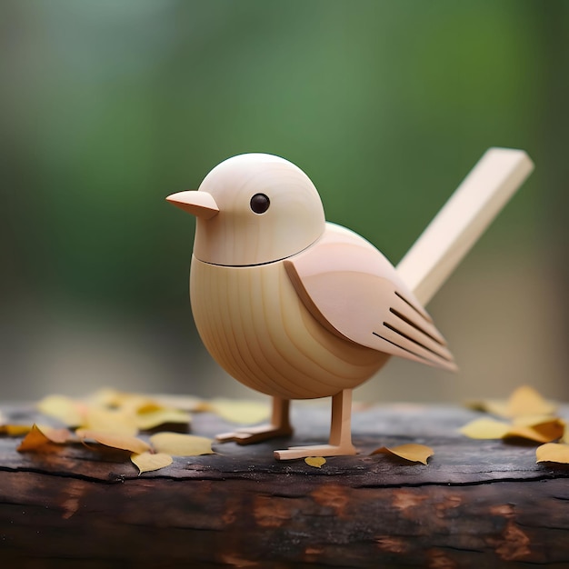 Photo wooden bird figurine on tree branch