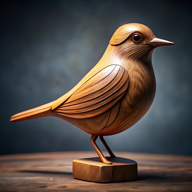 Photo a wooden bird sculpture against stark nice image use ai generator df dfff