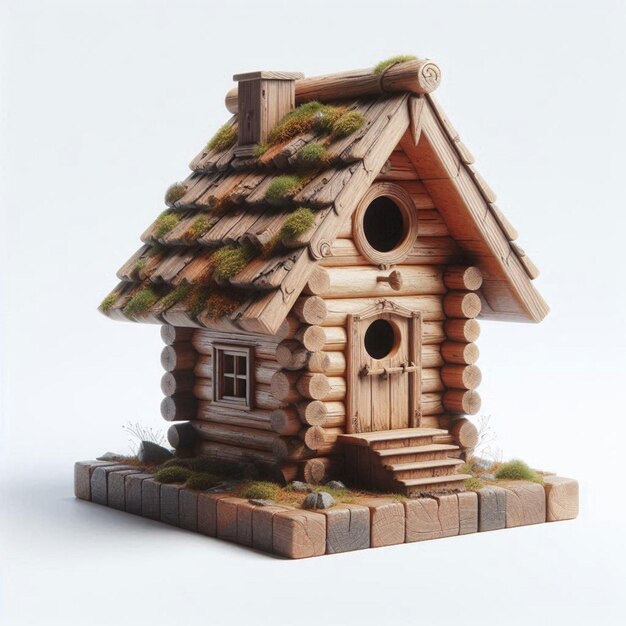 Photo a wooden birdhouse with a bird house on top of it