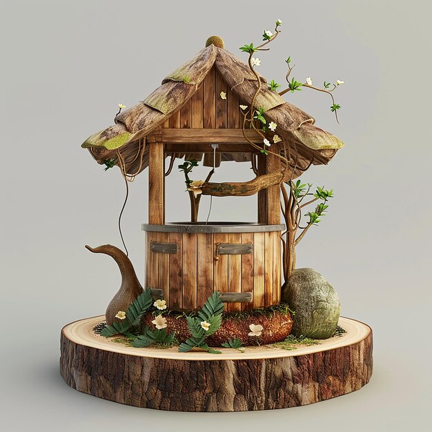 Photo a wooden birdhouse with a house on the top of it