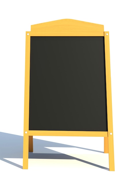 Wooden black board menu 3d render illustration