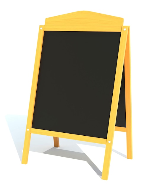 Wooden black board menu 3d render illustration