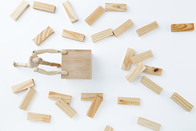 wooden block on white background