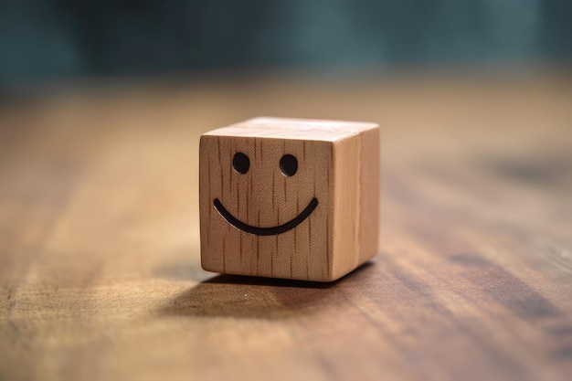 Wooden block with smiley face