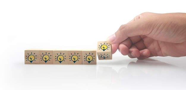 Wooden blocks in hand space and word decide