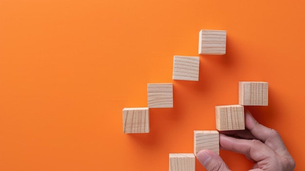 Wooden Blocks on Orange Background