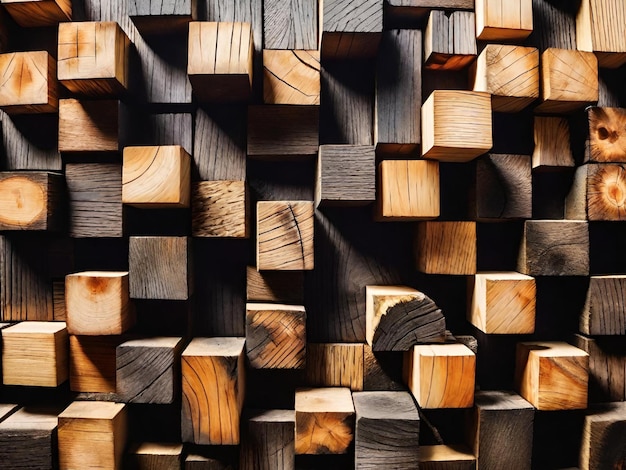 Photo wooden blocks in a row on a black background