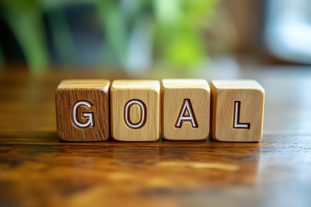 Wooden Blocks Spelling the Word Goal