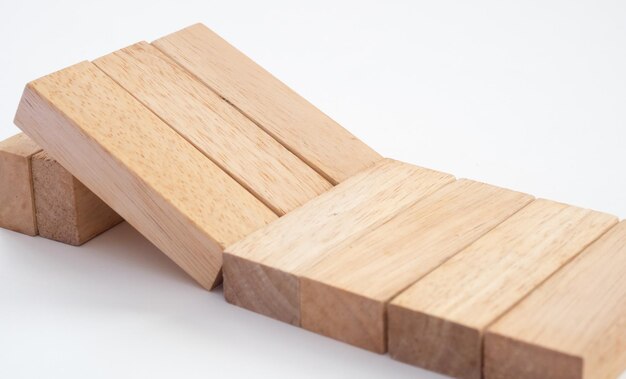 Wooden blocks on white background