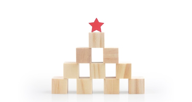 Wooden blocks with the five star symbol Increase rating