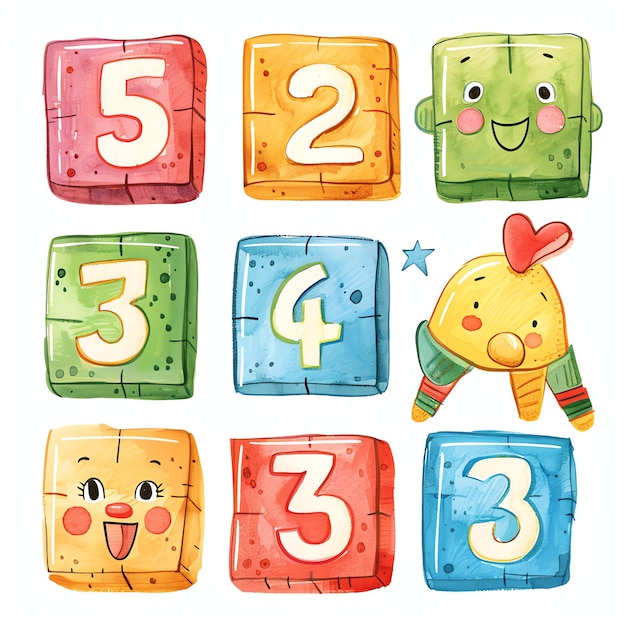 Photo wooden blocks with numbers illustration for kids