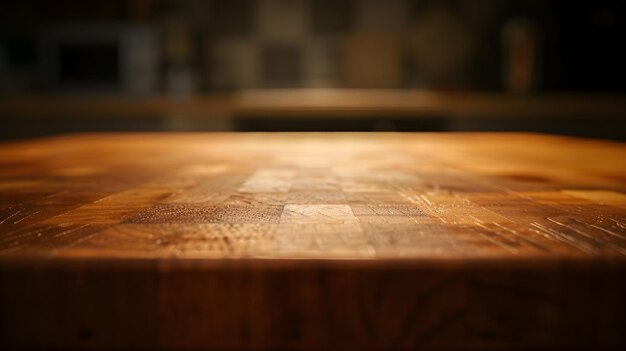 Wooden board empty table background abstract blurred cafe background Generative AI