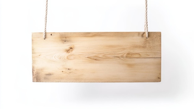 Photo wooden board suspended on white background with minimalist style