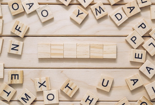 A wooden board with a crossword puzzle on it