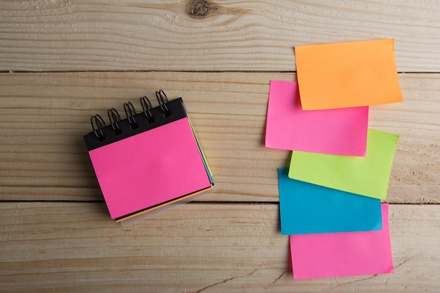 Wooden board with note stickers