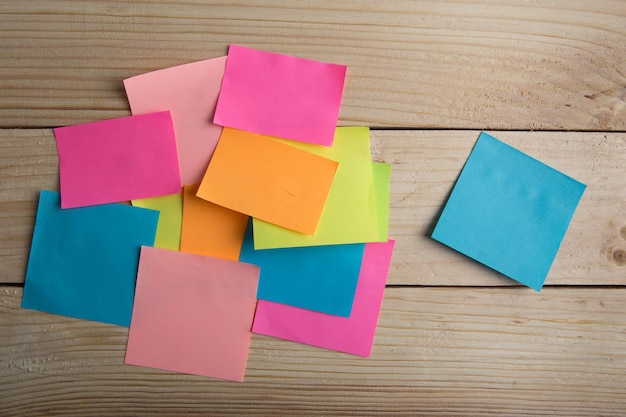 Wooden board with note stickers