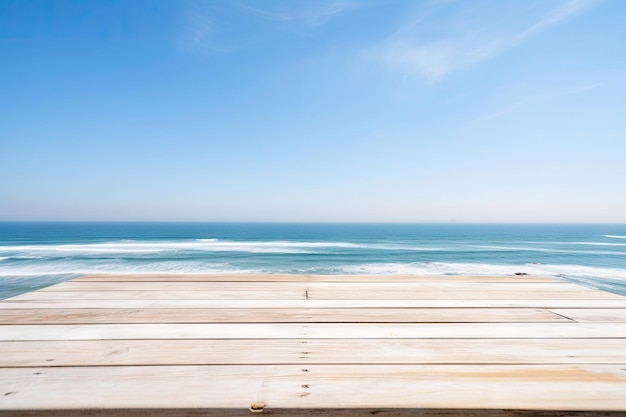 Wooden board with sea background