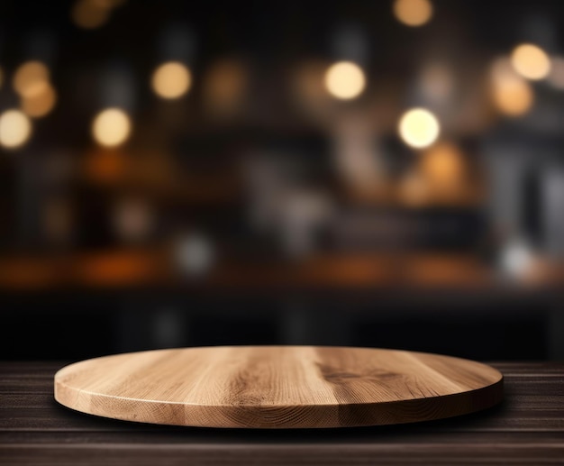 A wooden board with a wooden top for product presentation