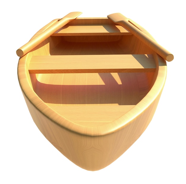 Wooden boat 3d render illustration