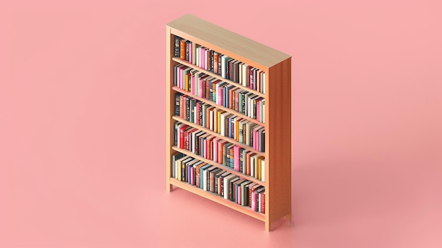 a wooden bookcase with colorful books on the bottom