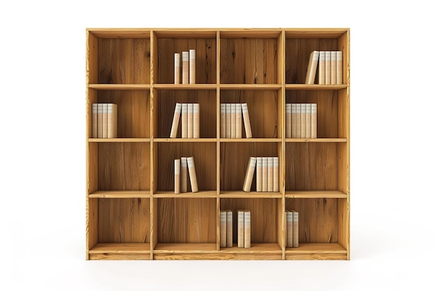 Photo wooden bookshelves isolated in transparent background