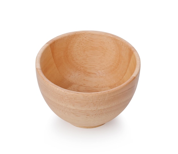 Wooden bowl isolated on white background