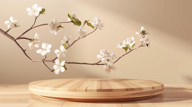 a wooden bowl with a branch that has the word  flowers  on it