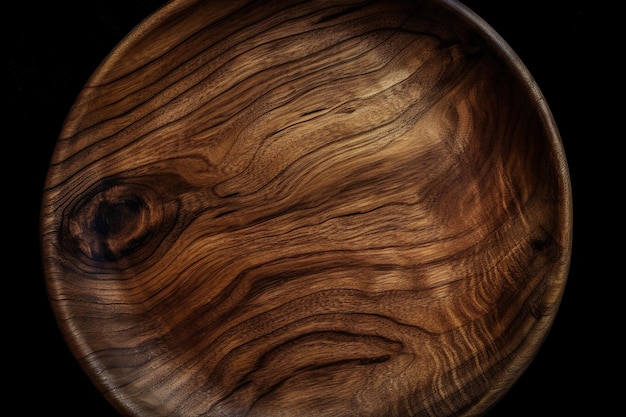 A wooden bowl with a dark background and a dark background.