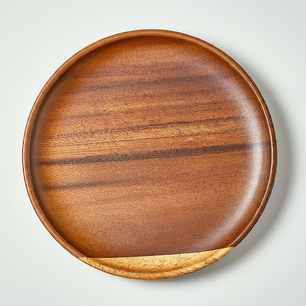 a wooden bowl with a dark brown stripe on the top