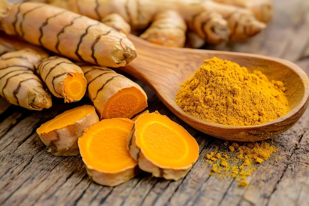 Photo a wooden bowl with orange colored food and a wooden spoon with a spoon