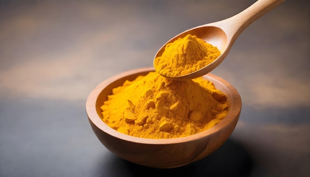 a wooden bowl with orange and yellow color in it